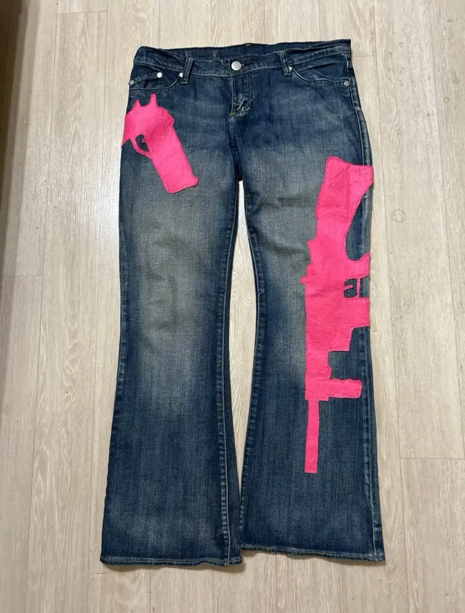 (32) LowHeads custom  Pink gun 부츠컷 jean